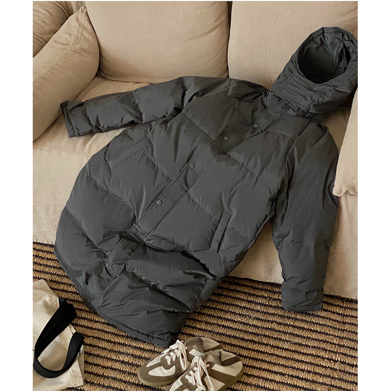 Sobretudo de algodão com capuz feminino, Parkas longo, casaco solto, outwear grosso quente, simplicidade na moda, tamanho grande, inverno