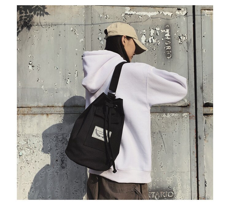 Unisex trekkoordtas heren canvas tas mobiele telefoon tas koreaanse crossbody tas voor dames dames schoudertas