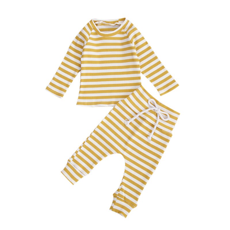 Baby Meisje Jongen Nachtkleding Outfit Kleding Set Lange Mouwen Gestreepte Top En Broek Set Kids Baby Pyjama Pasgeboren Slaap Set: B / 6 9Months