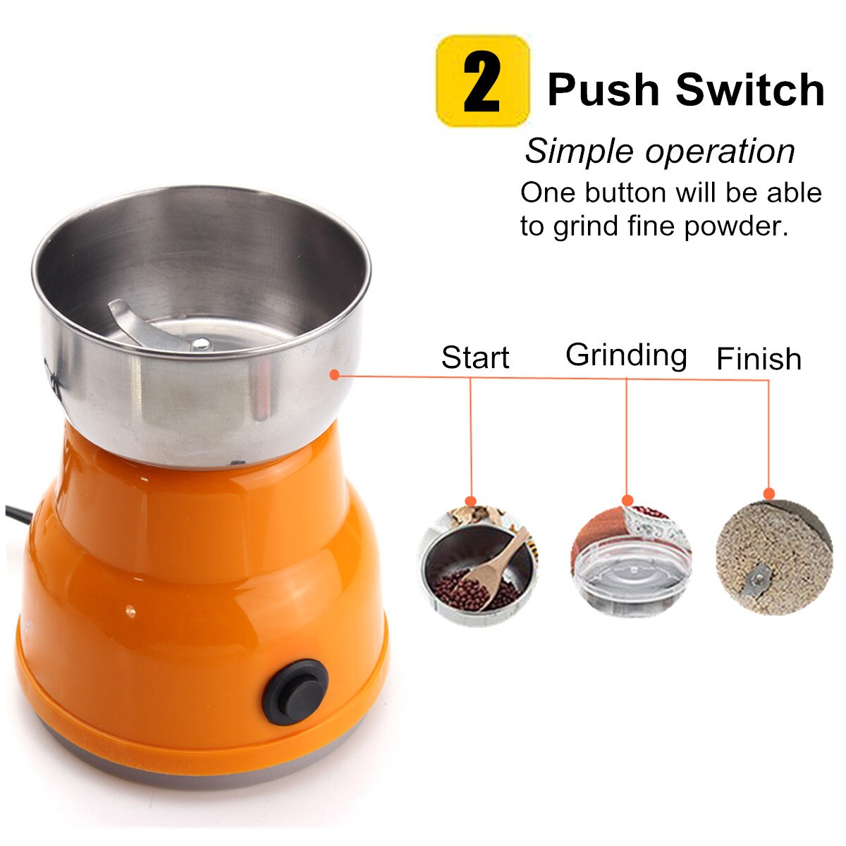 200W Household Coffee Machine Semiautomatic Coffee Maker Salt Pepper Nuts Electric Coffee Grinder Kitchen Appliances