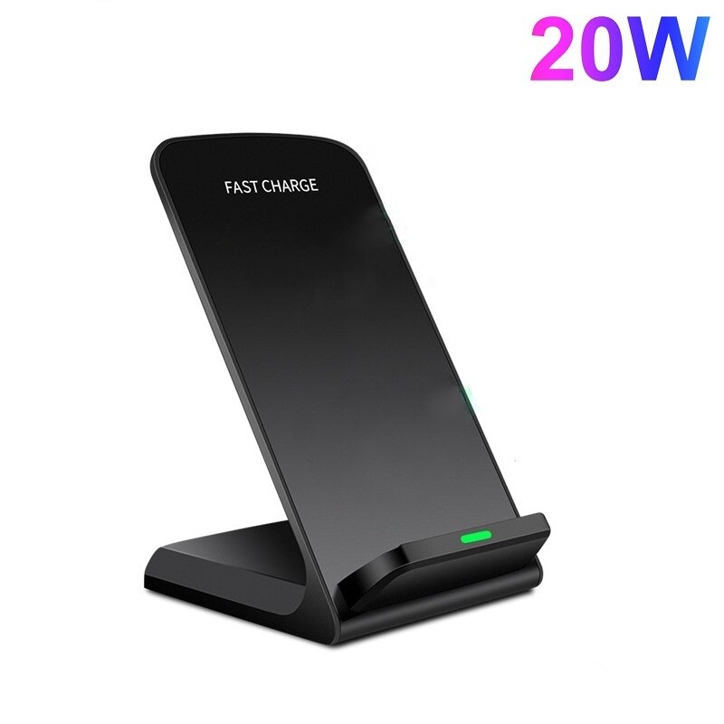 Soporte de carga inalámbrica Qi para móvil, estación de carga rápida para iPhone 12, 11 Pro, XS, XR, X, 8, Samsung S10, S20, 30W: 20W Stand Type C