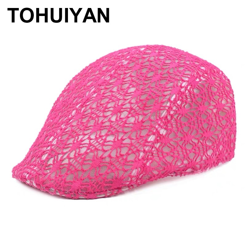 Tohuiyan blomstret blonde avisdreng kasket kvinder sommer åndbar mesh golf hat streetwear boinas cabbie hatte kvindelige flade kasketter