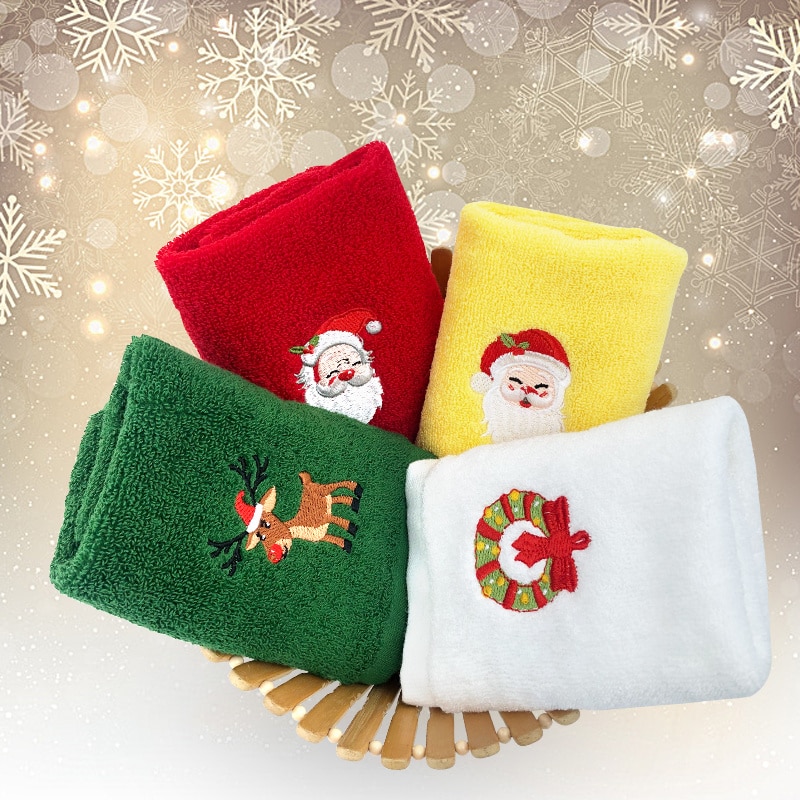 Decoratieve Kerst Handdoek Luxe Handdoek Set Geborduurde Sneeuwman Kerstman Handdoek 100% Katoen Badhanddoek