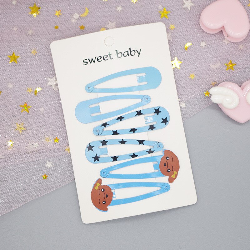 6PCS Neue Nette Cartoon Metall Druck Farbe Tier Baby BB Clips Kinder Headwear Kinder Zubehör Mädchen Haarnadeln Haar Clip: 12