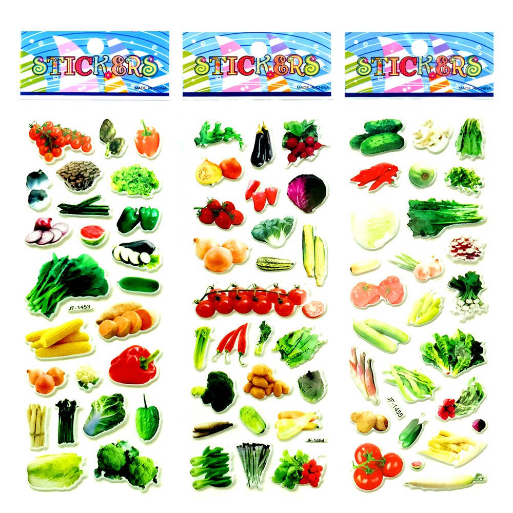 6 ark ægte grøntsager grønne grøntsager tomater scrapbooking boble klistermærker belønning børn legetøj fabrik direkte salg