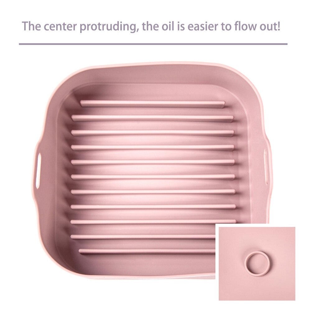 Air Fryer Accessories Thicken Silicone Pot Fried Chicken Pizza Bread Basket Square Baking Dishes Microwave Heating Grill Pan