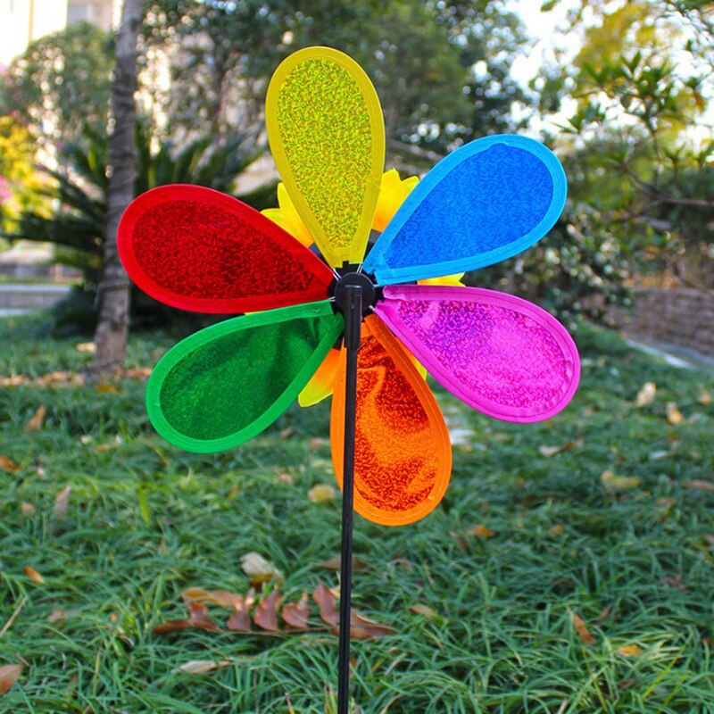 10Pcs Kleurrijke Regenboog Zon Bloem Spinner Wind Windmolen Tuin Yard Outdoor Decor Willekeurige Kleur Kids