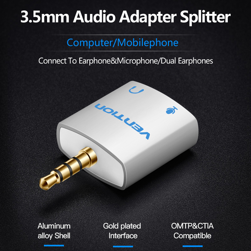 Drag 3.5mm Koptelefoon Audio Splitter Connector Adapter met microfoon 1 Male naar 2 Vrouwelijke Audio Adapter Voor Hoofdtelefoon PC mobiele Telefoon