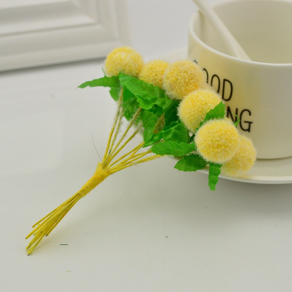 Flores artificiales baratas para decoración de hogar, jardín, boda, corona, , Scrapbooking, manualidades, bolas de pompón de simulación, 6 uds.