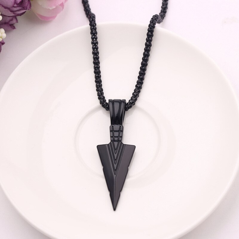 Mannen Matte Zwarte Lange Ketting Met Pijl Hanger Sieraden Ketting Hip Hop Punk Rock Kerstmis Halloween Voor mannen Wome