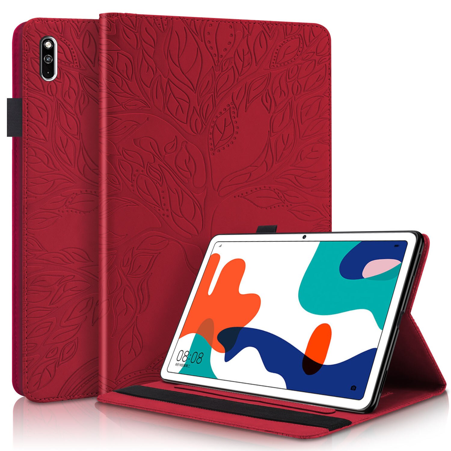Fundas For Huawei MatePad 10.4 Case 10 4 BAH3-W09 BAH3-AL00 3D Embossed Tree Case for Huawei MatePad Mate Pad 10 4 Tablet Case: Red Tree