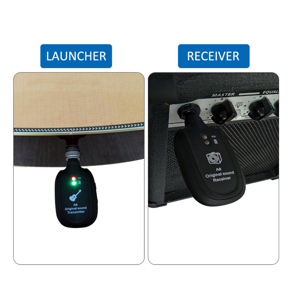 Wireless Guitar System Transmitter Receiver Built-in Rechargeable Built-in Wireless Rechargeable Guitar Transmitter
