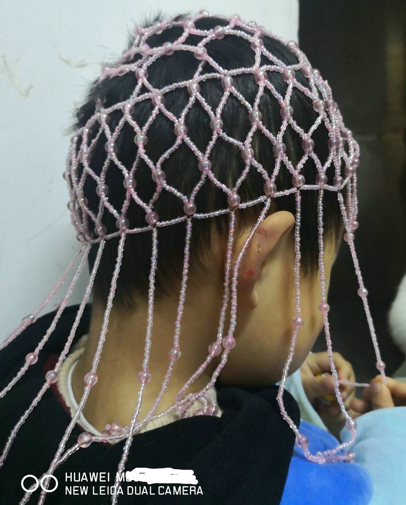 Ragazze del bambino fatti a mano di Perline Danza Del Ventre Testa cap Cappello di danza Accessorio Dei Capelli del cappello del vestito 3-5 anni
