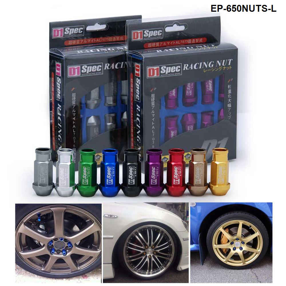 D1spec Jdm Billet Aluminium Wheel Racing Wielmoeren M12X1.25 / M12X1.5 , L:52 Mm 20 Stks/set EP-650NUTS-L