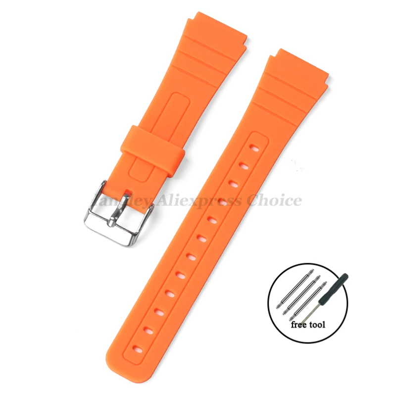 Siliconen Horlogeband voor Casio F-91W W-800H 18mm voor W800H SGW400 F84 F105/108 A158/168 AE1200/1300 heren Sport Rubberen Armbanden: Steenkool zwart