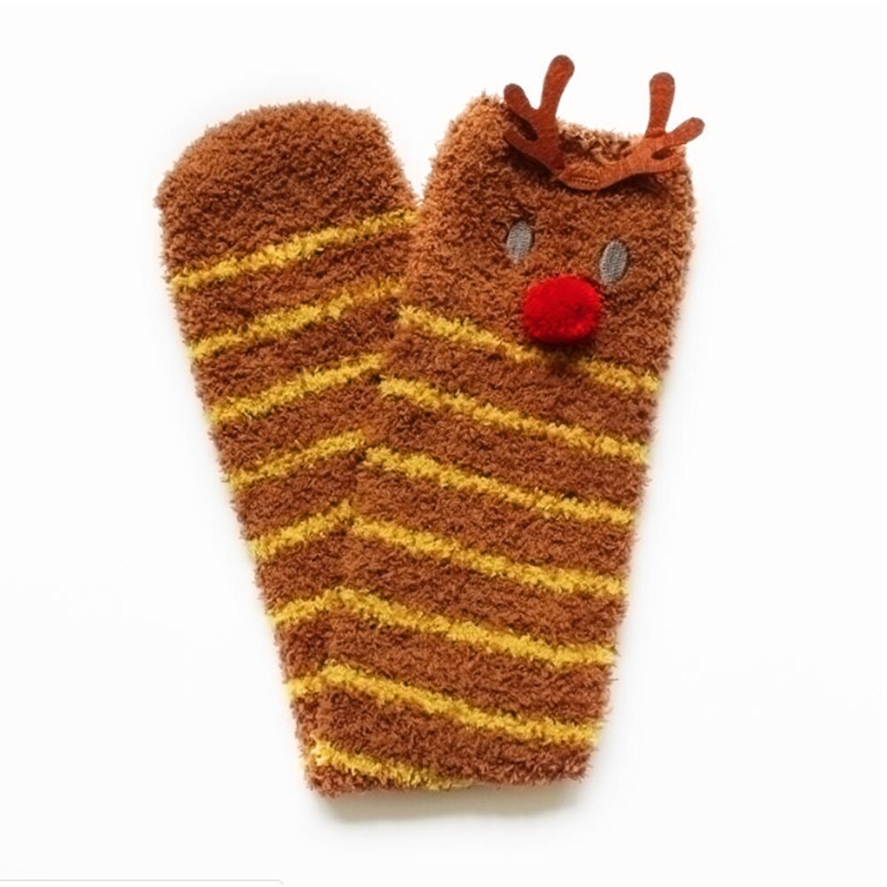 Kinderen baby meisjes jongens pluche koraal fleece sokken peuter kinderen kerst print kniehoog winter warme zachte vloer sokken 0-10y: D / 0-2y