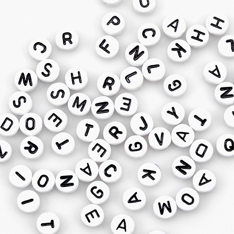 400 stk hvid alfabet brev runde perler akryl diy smykker gør tilbehør  gq999
