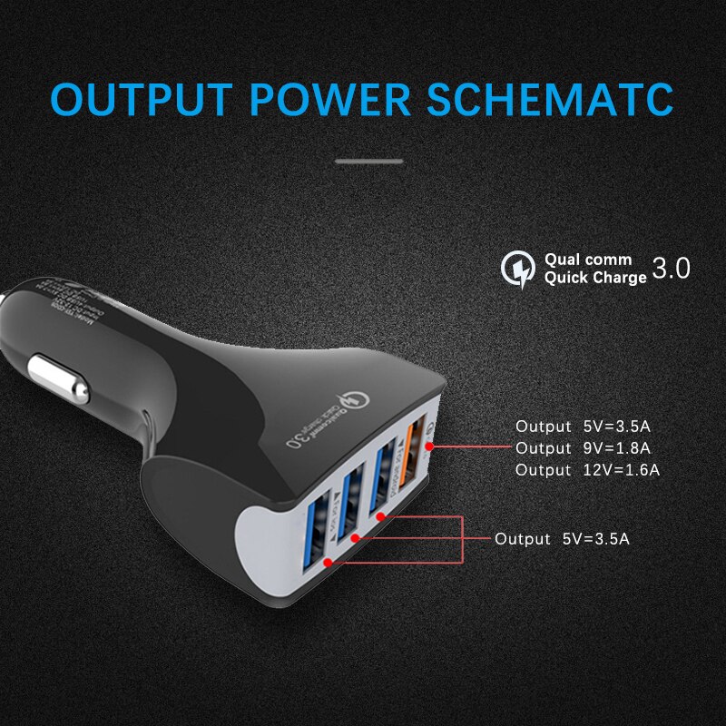 NAISU 4 USB Car-Charger Quick Charge QC3.0 Mobile Phone Car Adapter For Iphone 12Pro 11 Huawei P30Pro Samsung Xiaomi With Box