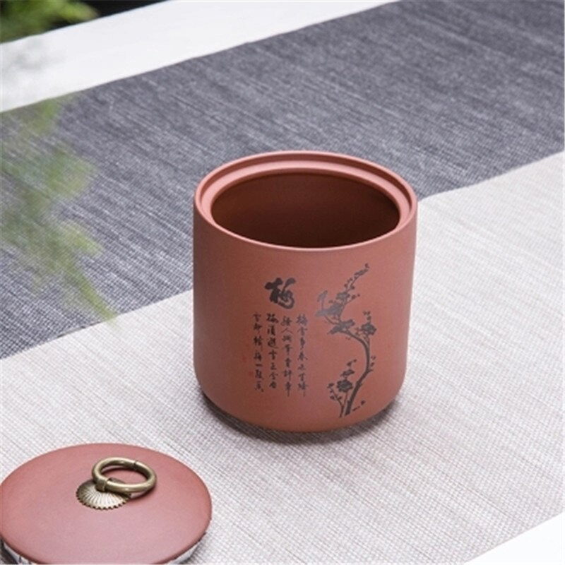 Ceramic Tea Canister Tea Pot Ceramic Yixing Zisha Pu'er Tea Jar Chinese Style Restoring Ancient Ways Porcelain Can Easy To Carry