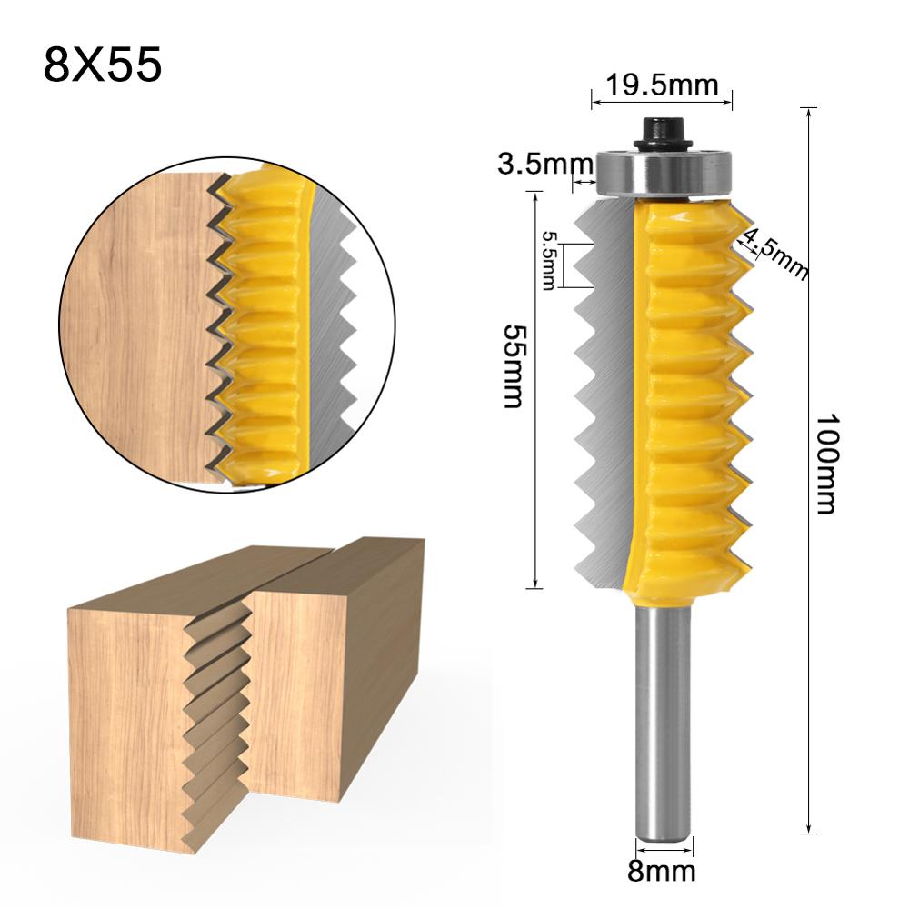 8mm skaft forhøennå panel"v" skjøtebiter fingerskjøt limfreser til tretapp treverk konus tapper fresing maskin: 8 x 55