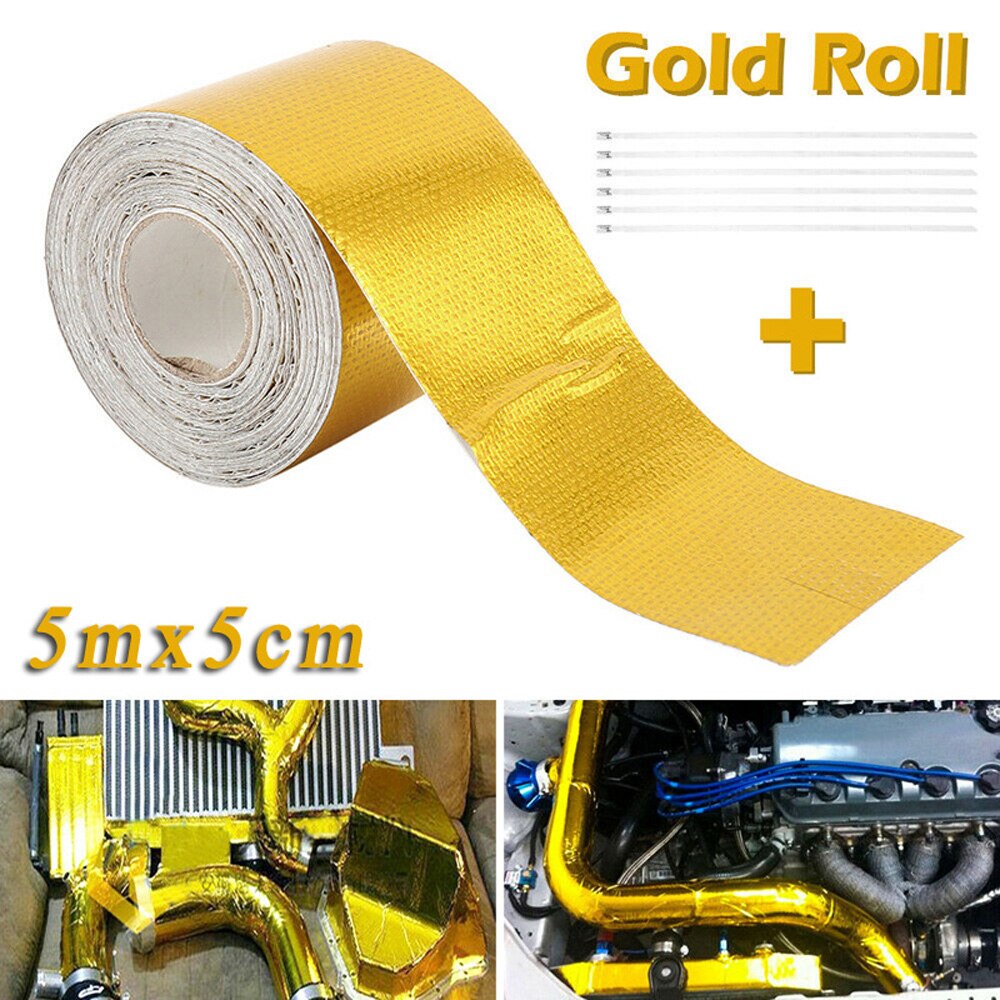 Cinta de papel de aluminio reflectante de alta temperatura resistente al calor envoltura de protección 2 * 16ft 5m x 5 cm/16 pies x 2 pulgadas