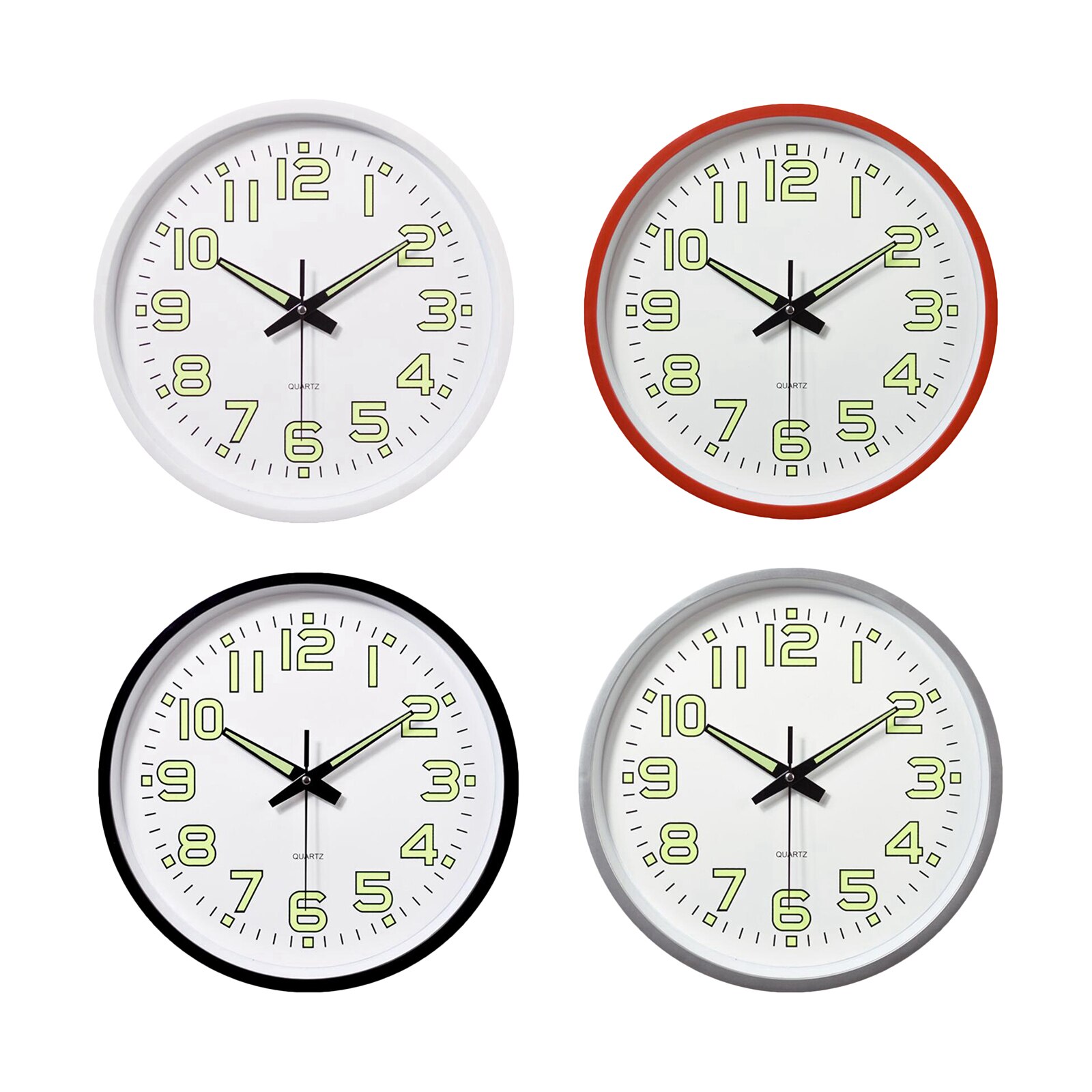 12 Inch Wall Clock with Night Light Large Display Quartz Wall Clocks for Indoor/Outdoor Living Room