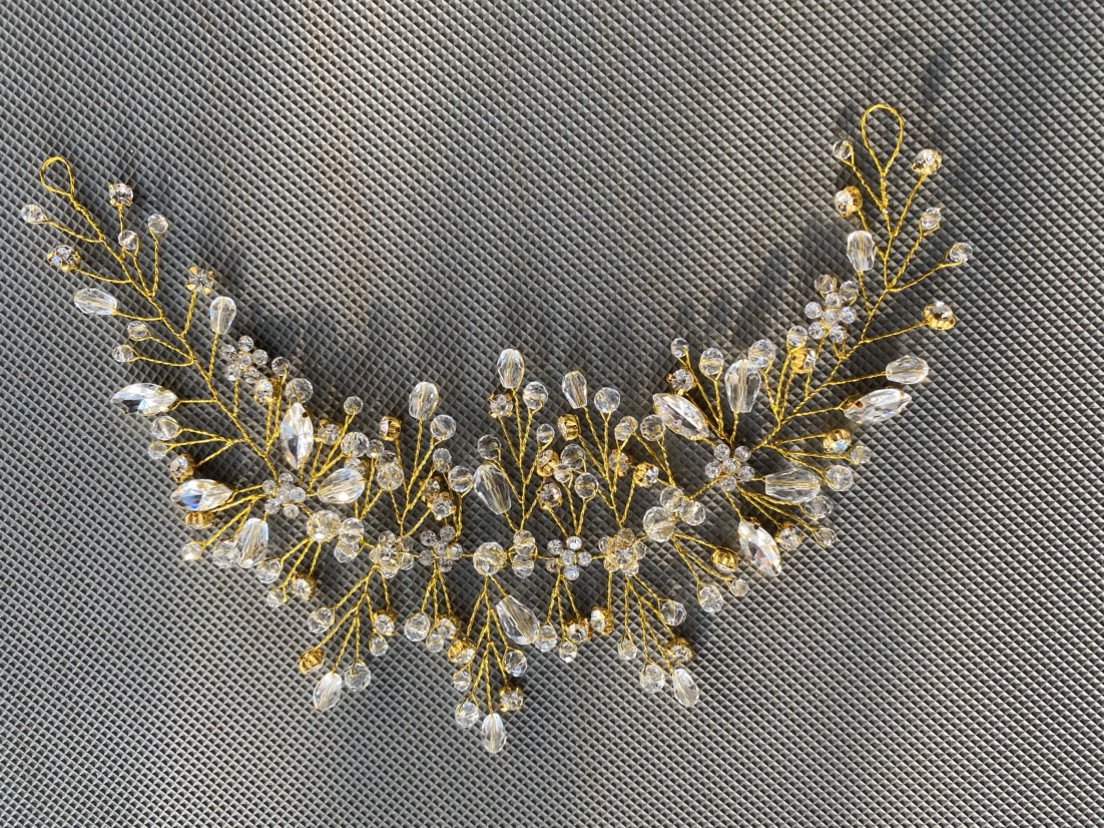 Parel Kristal Haarband Bruiloft Haaraccessoires voor Bruids Bloem Hoofddeksel Hoofdbanden Vrouwen Bruid Haarversieringen Sieraden: YELLOW