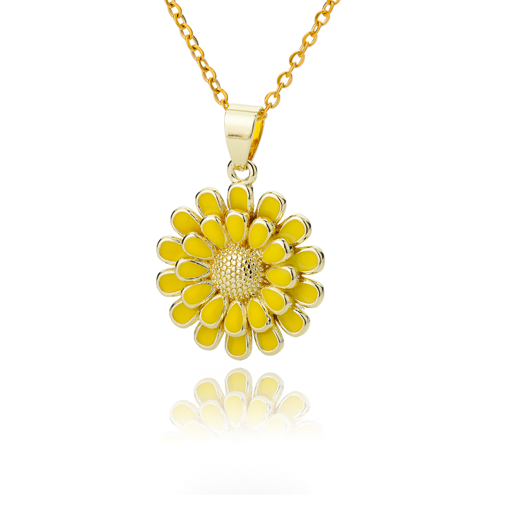 Leuke Daisy Kettingen Voor Vrouwen Rvs Gouden Ketting Chrysant Emaille Hanger Ketting Bohojewelry Bijoux Femme: 3