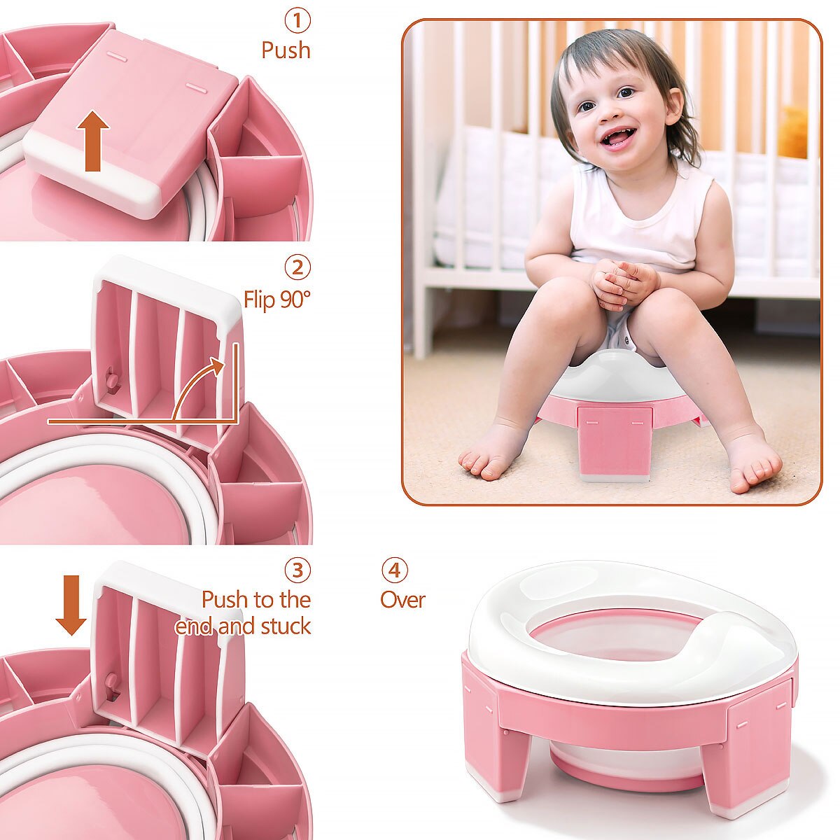 Baby Draagbare Wc Zindelijkheidstraining Seat Multifunctionele 3 In 1 Reizen Wc Seat Opvouwbare Kinderen Potje Met Zakken