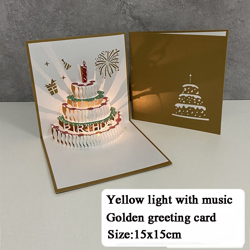 Carte de joyeux anniversaire 3D pour enfants, carte de musique à gâteau d&#39;anniversaire pour femme et mari, cartes de vœux Pop-Up, cartes postales, avec enveloppe: style 7