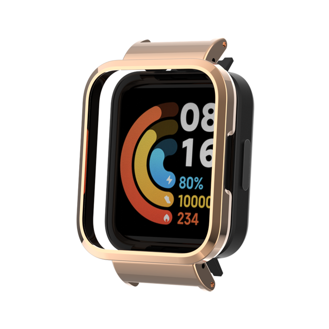 Coque de protection antichoc en acier inoxydable, pour Xiaomi Redmi Watch 2 Lite, cadre métallique: rose gold / Redmi Watch 2