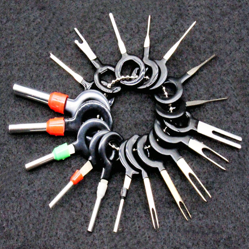 Kit de extracción de terminales de coche, conjunto de herramientas de extracción de llaves automotrices, pinza de presión para cables, Pin Extractor, Terminal extractora, 18 Uds.