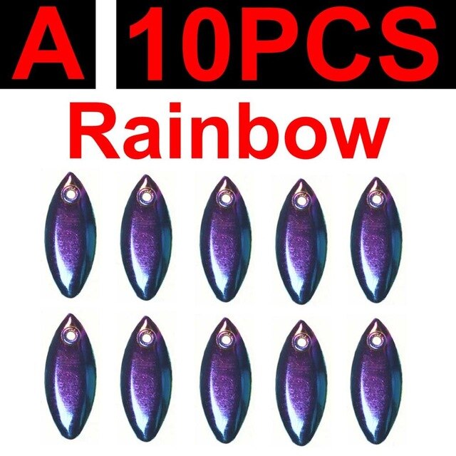 10 unidades de Señuelos de Pesca con cuchillas, señuelo de pesca con mosca, cuchara pequeña, señuelo giratorio, aparejos, hoja giratoria, accesorios de señuelo de trucha DIY: A 10pc rainbow