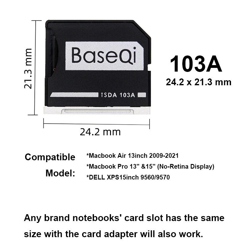 Voor Macbook Air 13 &#39;&#39;/Macbook Pro Card Adapter Baseqi Aluminium Microsd Kaartlezer 103A