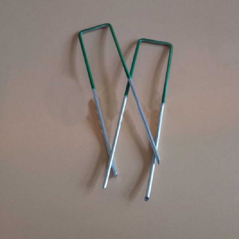 Clavos de acero al carbono en forma de U para jardín, estacas de red, cubiertas de paisaje, 1 Uds.