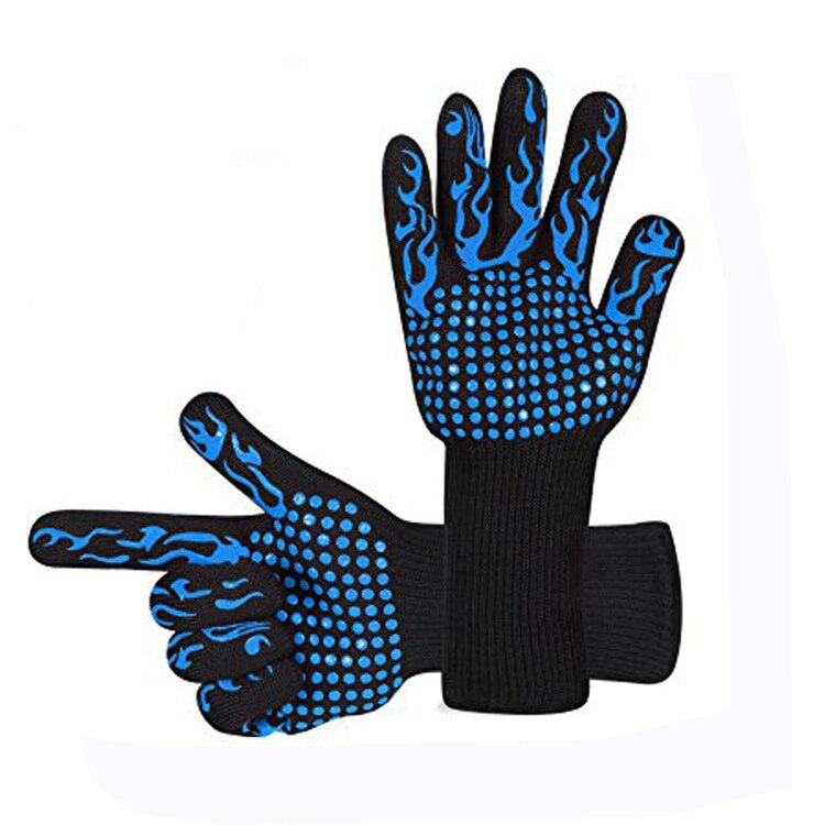 1 paar Hittebestendige Ovenwanten 1470 F Dikke Siliconen Ovenwanten Koken Bakken Barbecue BBQ Grill Wanten Keuken Handschoenen: Blue A1 Pair