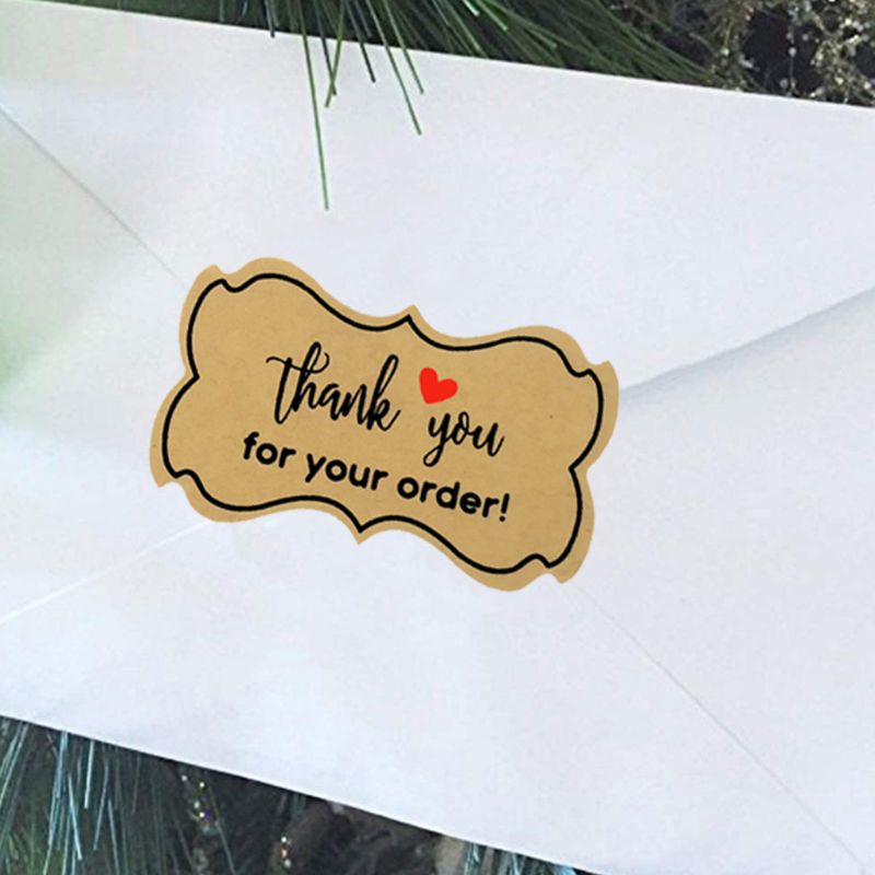 250 Uds. Etiquetas de sello de envase de cocción hechas a mano, pegatinas de agradecimiento por su pedido, decoración de papel recortes de papel Kraft