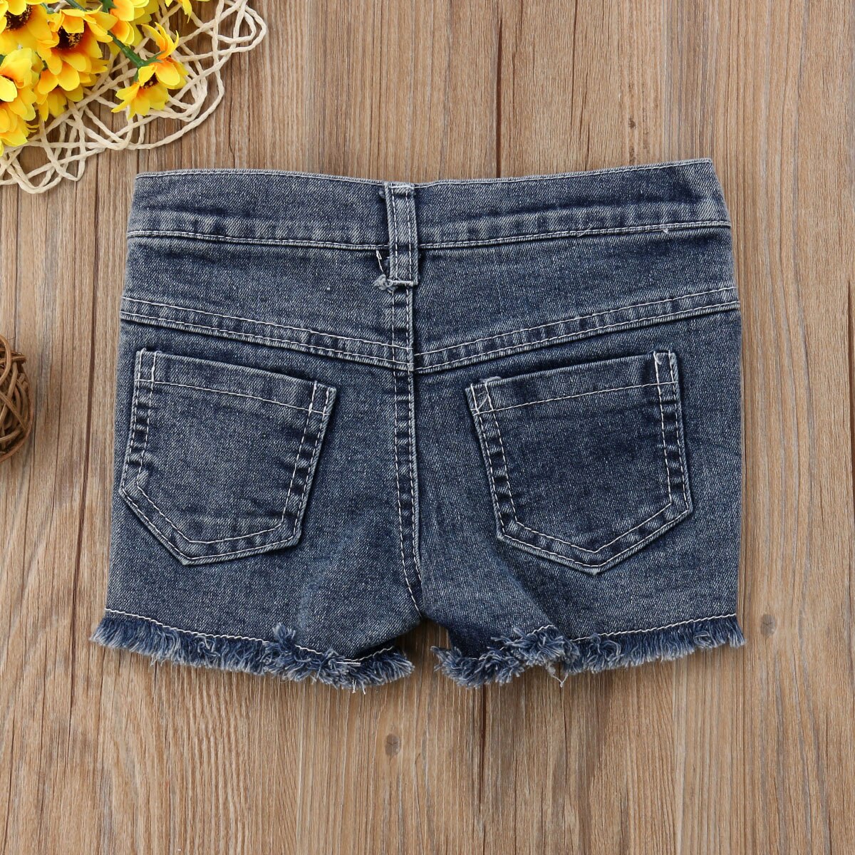 Kid Baby Girl Holes Denim Jeans Stretch Ripped Shorts Pants Clothes