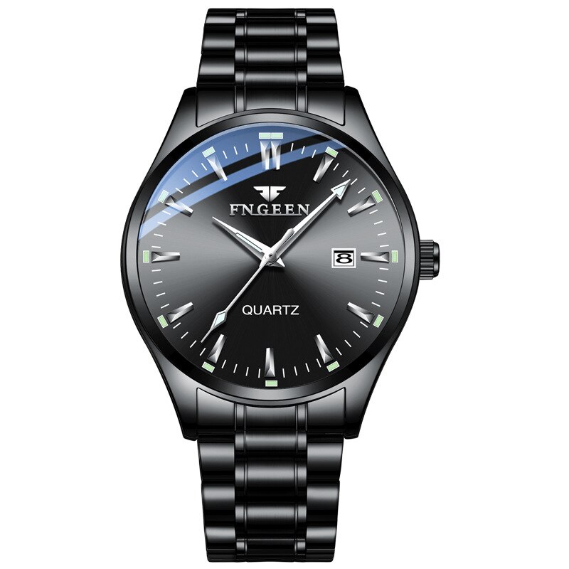 Fngeen serie ur herre quartz ure montre homme rustfrit stål mærke luksus sport kronograf herre ur relogio masculino: Sort