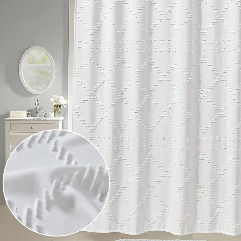 Waterproof Simple Black White Raindrop Shower Curtain Modern Farmhouse Shower Curtains for Bathroom Decor: Regular / WHITE