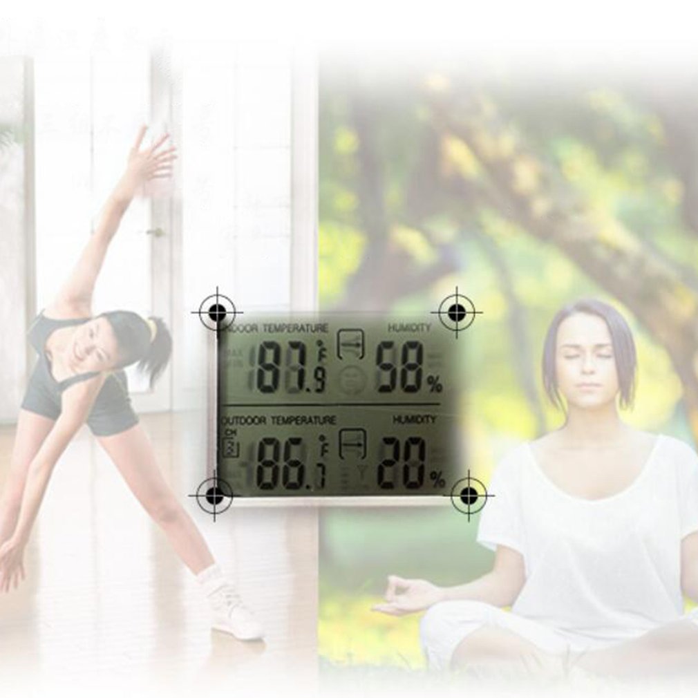 Digital Transparent Display Thermometer Hydrometer Indoor Outdoor Station Temperature And Humidity Meter S3308B