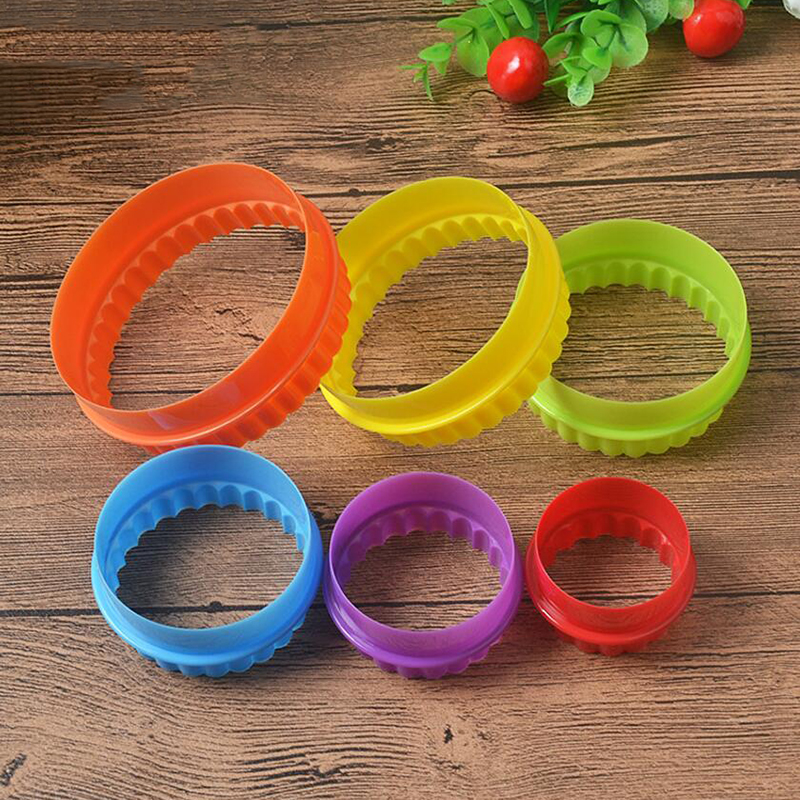 6 stk / sett plast rund form cookie kutter tidligere sugarcraft fondant kake dekorere diy kake kjøkken verktøy