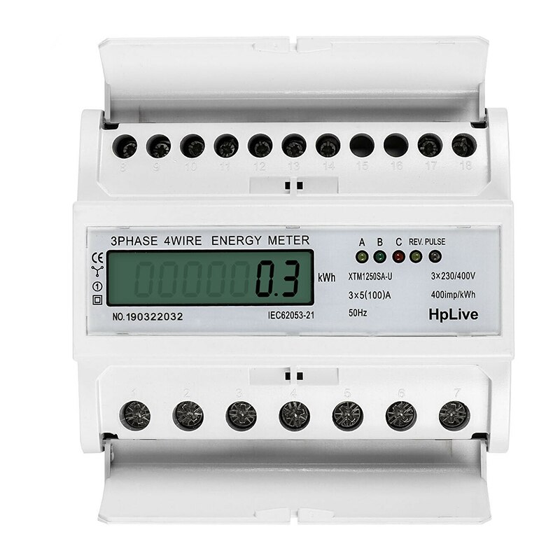 3 Phase Electric LCD Digital Energy Meter For DIN Rail Power Meter 4 Wire Power Consumption Wattmeter With Operating Instruction