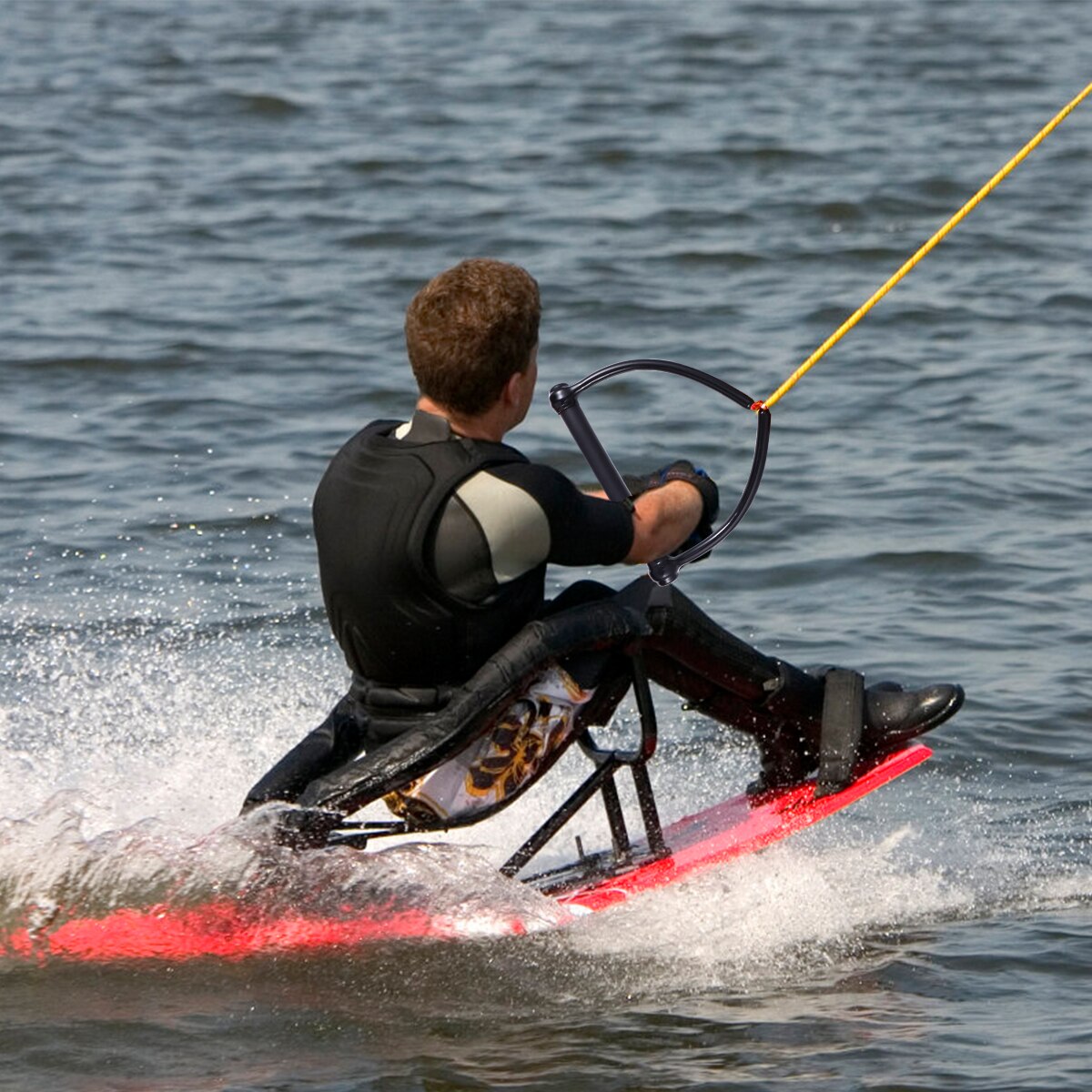 1Pc Zwart Handvat Varen Accessoires Water Ski Touw Voor Kneeboard Wakeboard Waterski Watersport Touw Drijvende Handvat