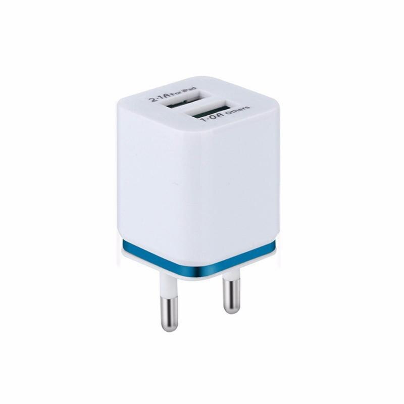 Dual USB Charger 2.1A Fast Charging Universal Travel EU/US Plug Adapter Portable Wall Mobile Phone Charger For IPhone For Huawei: 09 EU blue