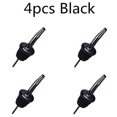 4 Stks/set Wijn Fles Schenker Stopper Rvs Wijn Liquor Geest Schenker Free Flow Wijnfles Schenktuit Stopper Bar tool: 4pcs Black