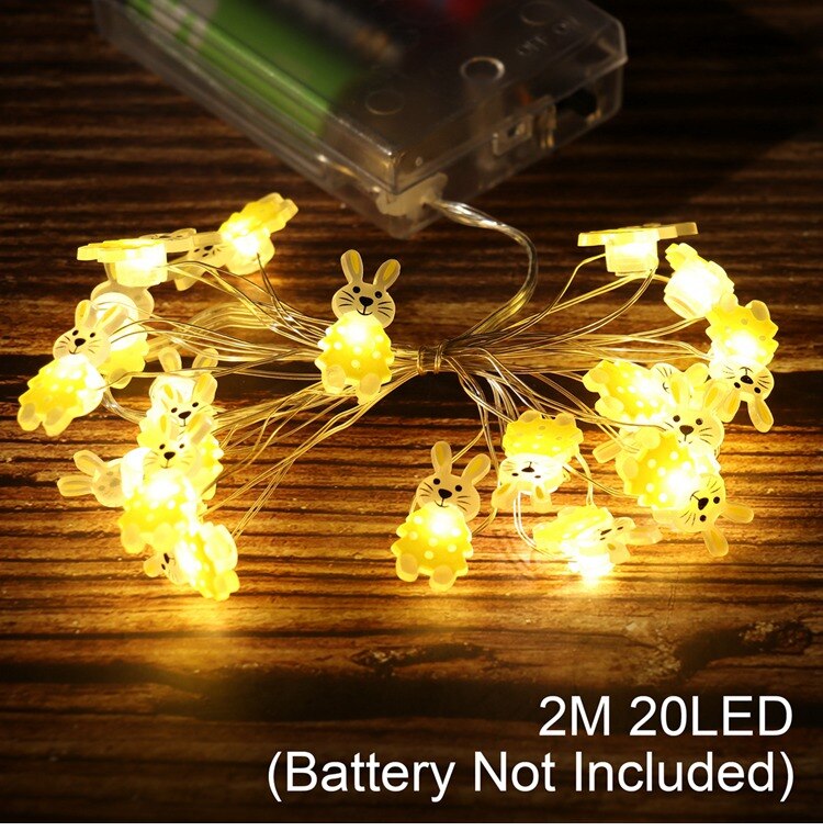 Easter LED Bunny String Lights Easter Decoration For Home Carrot Rabbit Fairy Light Supplies Happy Easter Party Favor: Light Grey