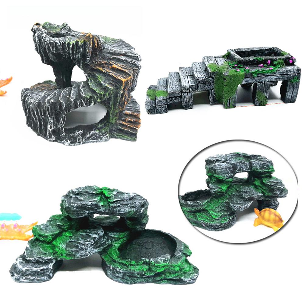 Hars Schildpad Stap Simulatie Klimmen Terras Eiland Reptiel Verbergen Punt Aquarium Landschap Grijs Garnalen Kleine Dier Onderdak