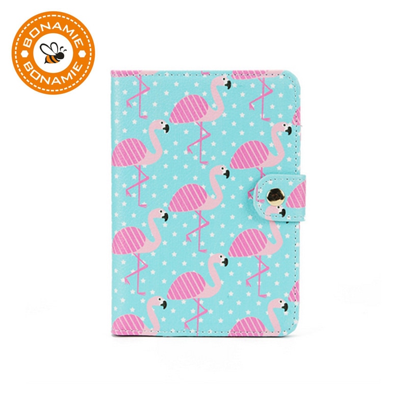 Bonamie Leuke Vrouwen Paspoort Covers Travel Accessoires Flamingo Kaart Mannen Vrouwelijke Paspoorthouder Cartoon Pu Leer Creditcard Zak