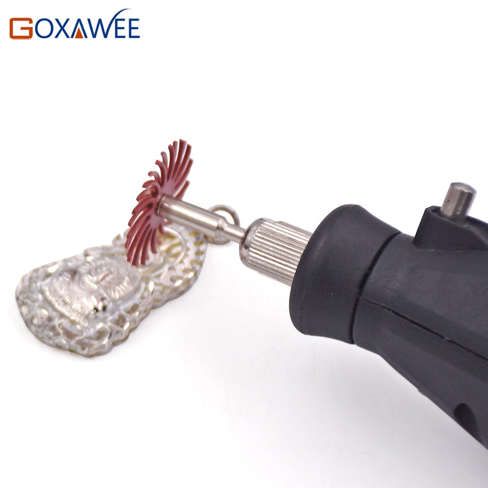 GOXAWEE 10pcs Schurende Borstel Rotary Tools Voor Dremel Accessoires Schuurmiddelen met 2 stuks 3.0mm Opspandoorns Power Tools accessoires